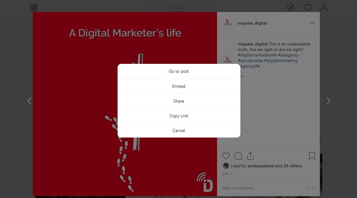 impulse digital instagram post copy link