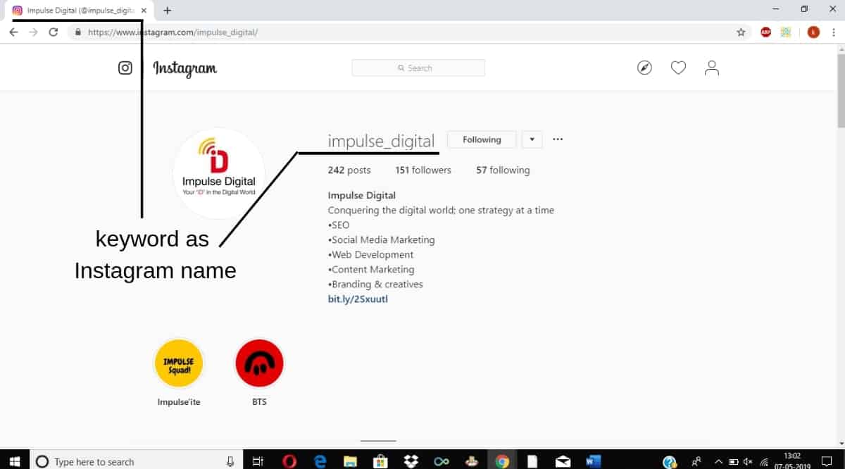 impulse digital Instagram user name tips
