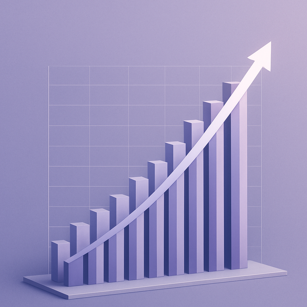 Digital success visual with growth arrow