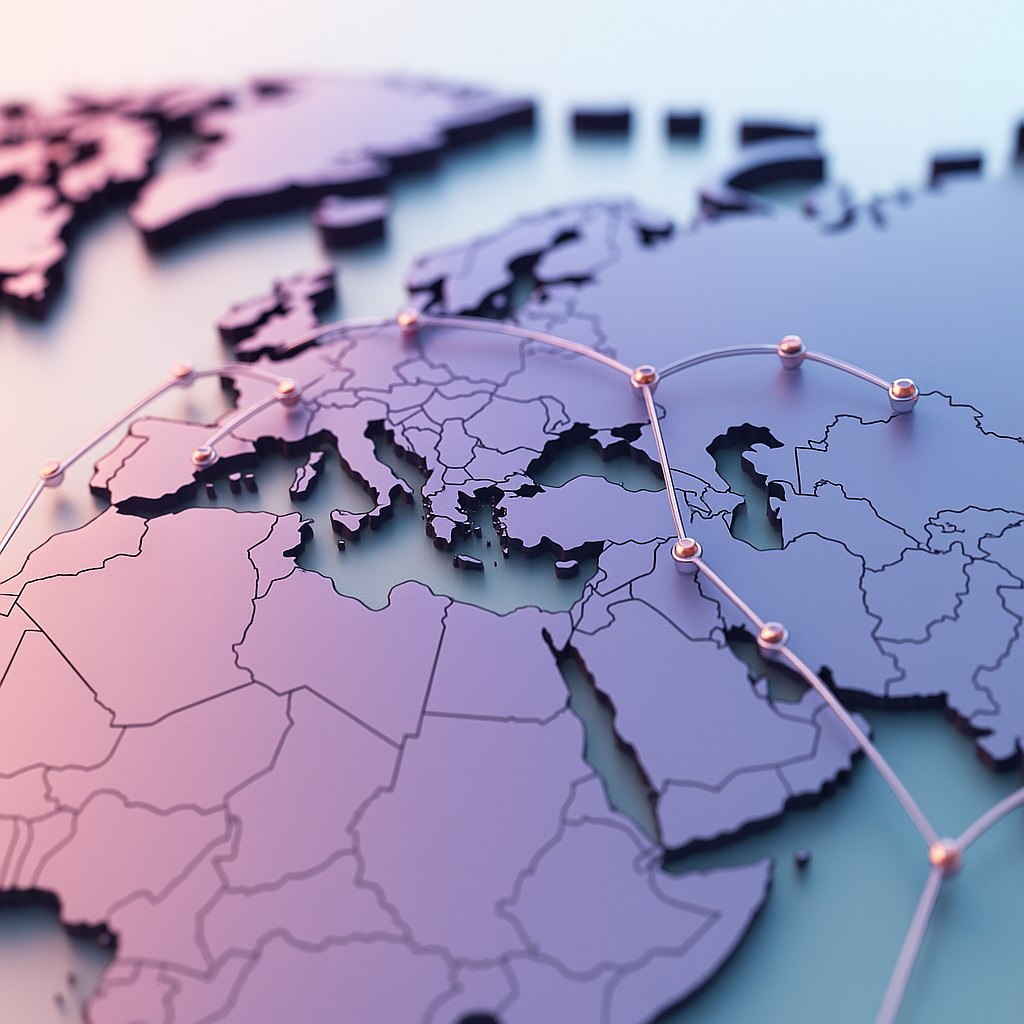 Global map with connected markets